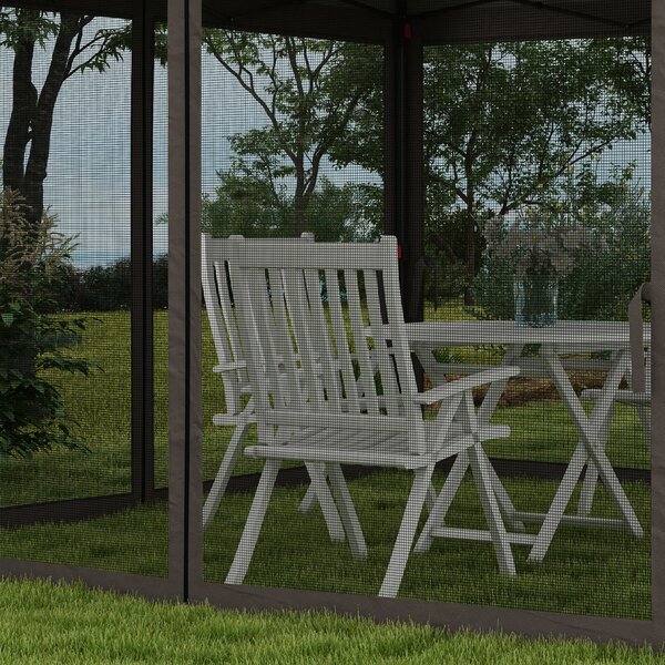 Outsunny 3 x 3m Pop Up Gazebo with Sides, Metal Frame Double-Roof Garden Tent with Netting and Carry Bag for Garden, Light Grey Aosom UK