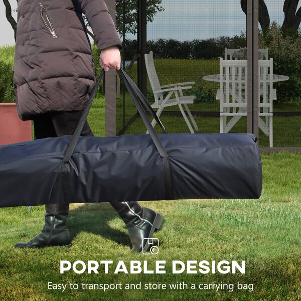 Outsunny 3 x 3m Pop Up Gazebo with Sides, Metal Frame Double-Roof Garden Tent with Netting and Carry Bag for Garden, Light Grey Aosom UK