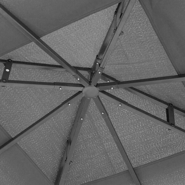 Outsunny Patio Gazebo 3 x 3m, Garden Pavilion Tent Shelter with 2 Tier Roof, Mosquito Netting, Steel Frame, Grey