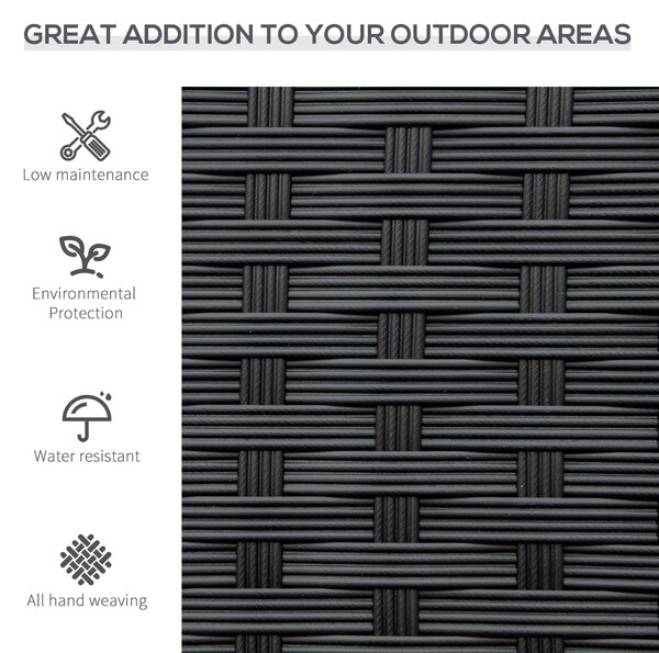 Outsunny Rattan Chair 2-Seater Loveseat-Black