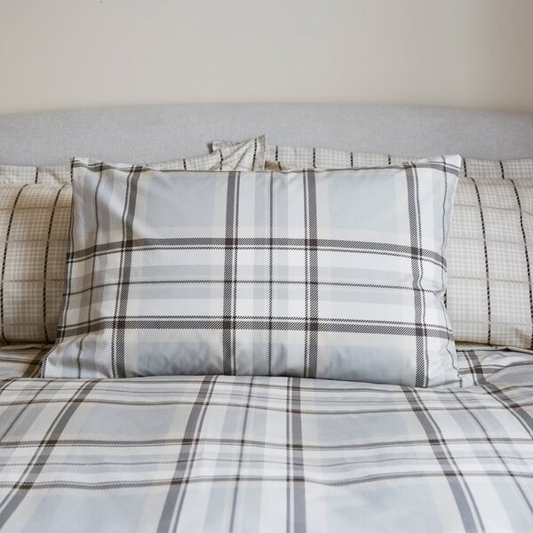 Piper Checked Grey Duvet Cover and Pillowcase Set