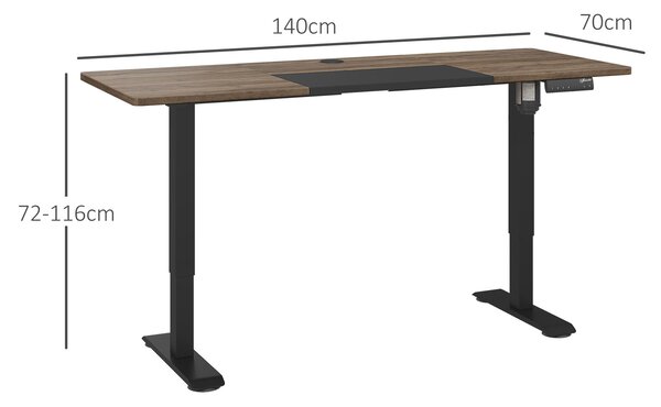 Vinsetto Height Adjustable Electric Standing Desk with 4 Automatic Memory Preset 140cm x 70cm Tabletop Stand Up Desk for Home Office Aosom UK