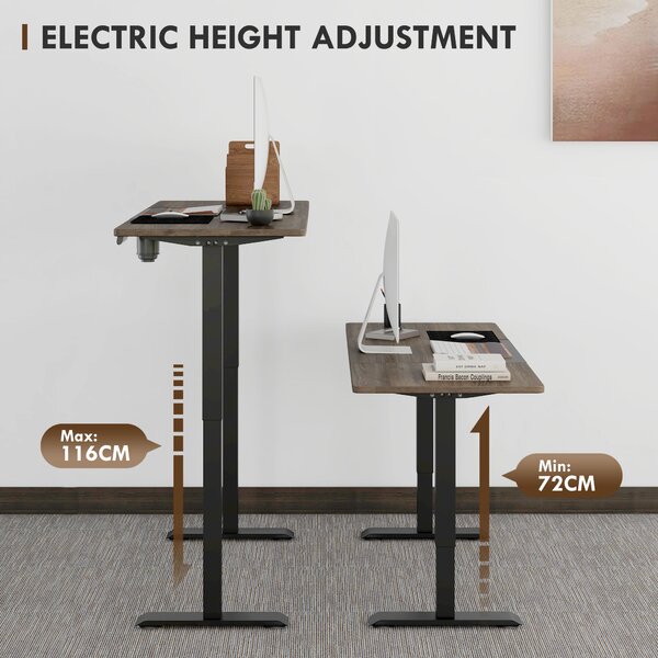 Vinsetto Height Adjustable Electric Standing Desk with 4 Automatic Memory Preset 140cm x 70cm Tabletop Stand Up Desk for Home Office Aosom UK