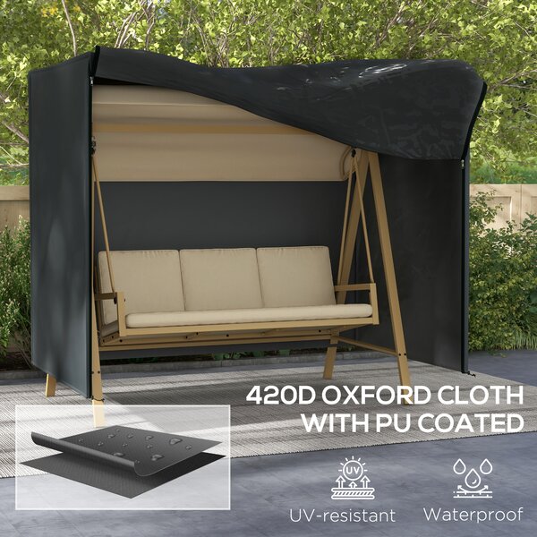 Outsunny Swing Seat Cover: Weatherproof Canopy for Cosy Outdoor Lounging, 3-Seater Protection