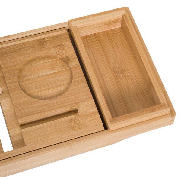 HOMCOM Extendable Bamboo Bathtub Shelf Rack Bath Caddy Tray Bathroom Storage, Set of 2 Aosom UK