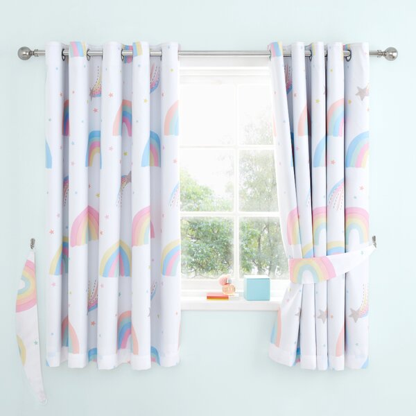 Watercolour Rainbow Blackout Eyelet Curtains