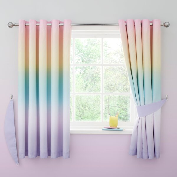 Rainbow Ombre Blackout Eyelet Curtains