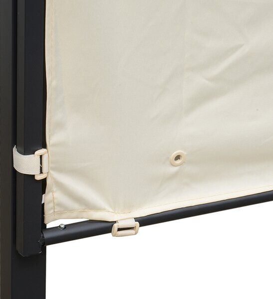 Outsunny 3 x 2.5 m Metal Pergola Wall Mounted Gazebo Door Canopy for Party Garden Sunshade with Extended Shelter, Cream White