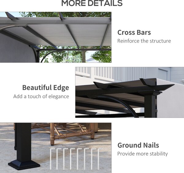Outsunny 3x3m Retractable Garden Pergola Gazebo, Adjustable Sun Shade Canopy Shelter for Outdoor Living Patio & Decking, Grey Aosom UK