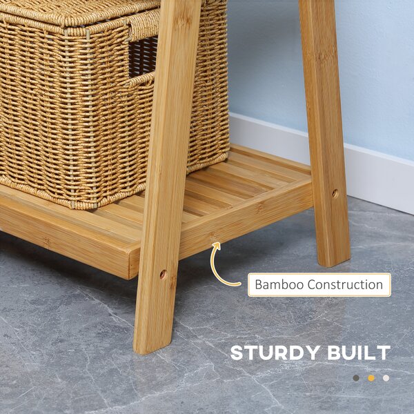 Kleankin Bamboo Towel Stand Freestanding with 3 Rails & 3 Shelves, Foldable Towel Holder for Bathroom, Space-Efficient Aosom UK