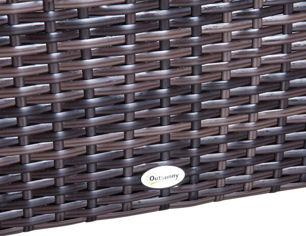 Outsunny 5-Seater Rattan Sofa Coffee Table Set Sectional Wicker Weave Furniture for Garden Outdoor Conservatory w/ Pillow Cushion Brown Aosom UK