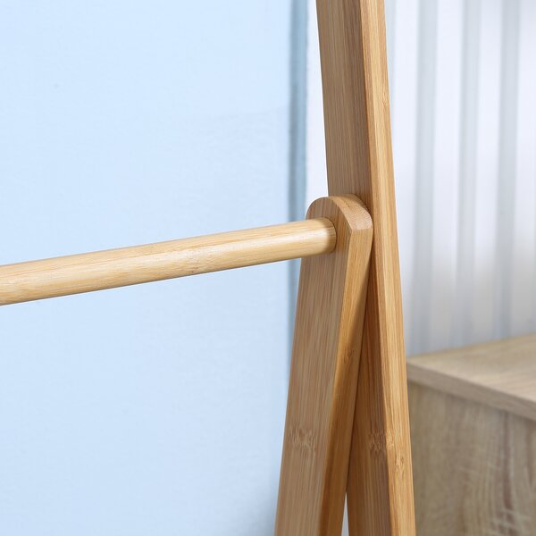 Kleankin Bamboo Towel Stand Freestanding with 3 Rails & 3 Shelves, Foldable Towel Holder for Bathroom, Space-Efficient Aosom UK