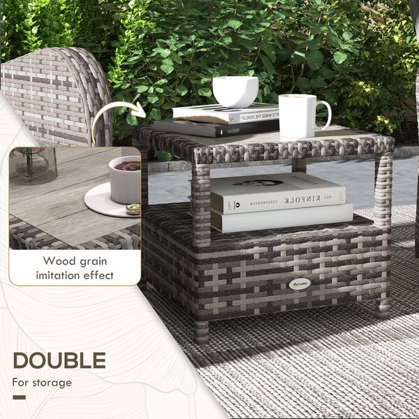 Outsunny 2 Seater Patio Rattan Wicker Chaise Lounge Sofa Set w/ Cushion for Patio Yard Porch