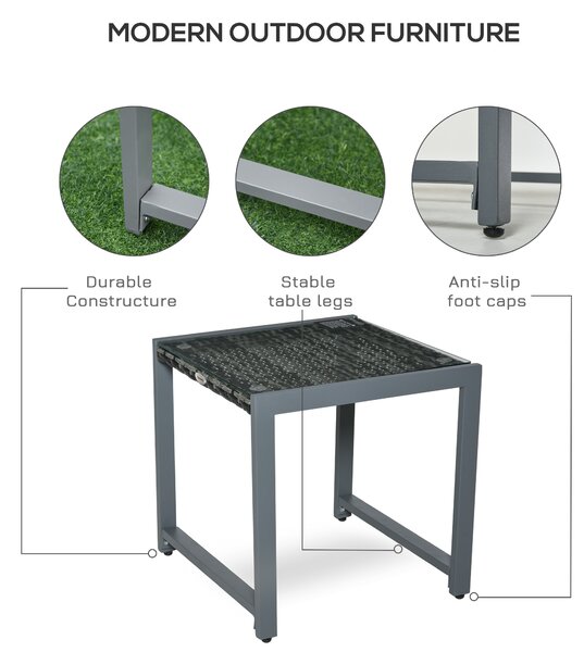 Outsunny Rattan End Table Side Coffee Desk Outdoor Patio Wicker Sofa Chat Garden Furniture Aosom UK
