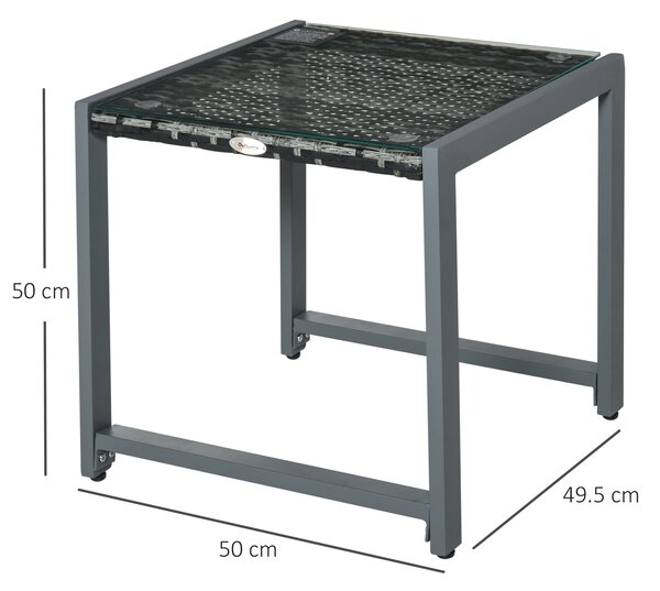 Outsunny Rattan End Table Side Coffee Desk Outdoor Patio Wicker Sofa Chat Garden Furniture Aosom UK