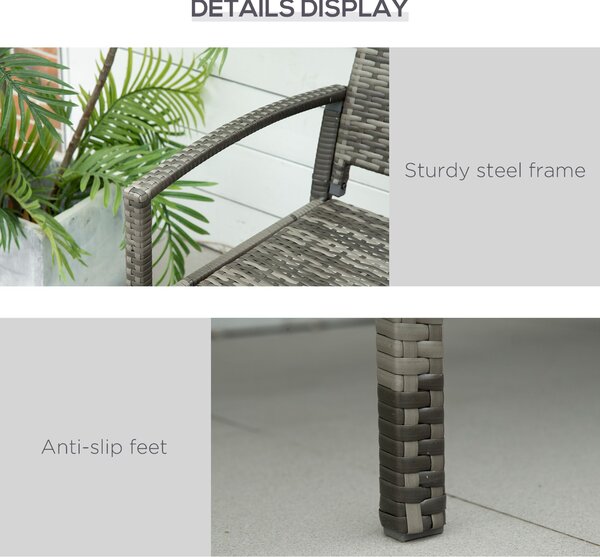 Outsunny Patio Rattan 2 Seater Garden Bench Wicker Weave Love Seater Armchair Furniture Outdoor Garden Conservatory Chair Grey