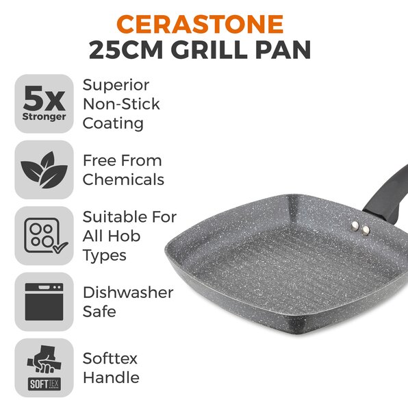 Tower Cerastone Non-Stick Forged Aluminium Grill Pan, 25cm