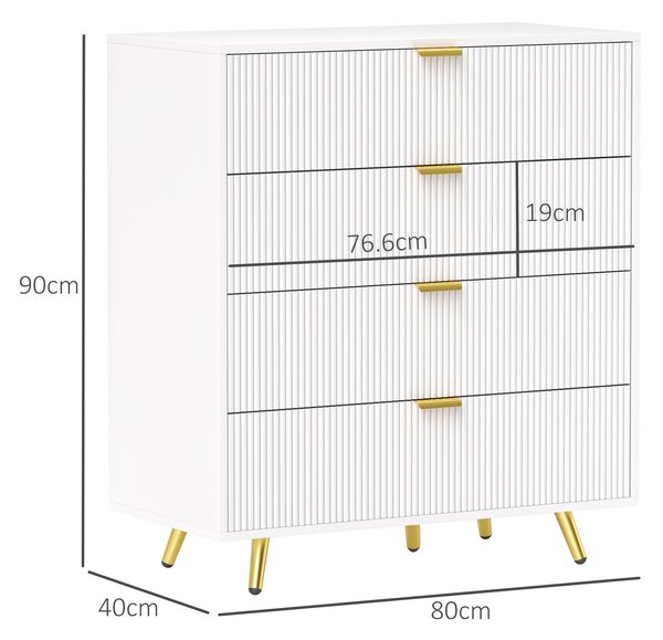 HOMCOM Elegant Four-Drawer Bedside Table - White