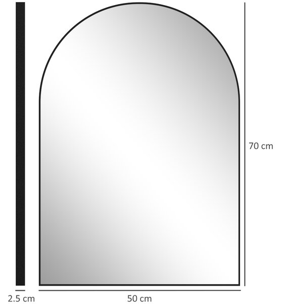 HOMCOM 50 x 70cm Arched Home Mirror - Black