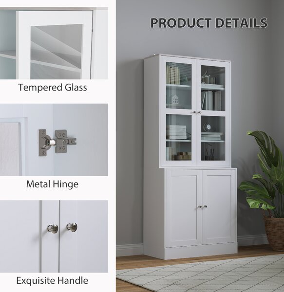 HOMCOM Double Storage Display Cabinet - White