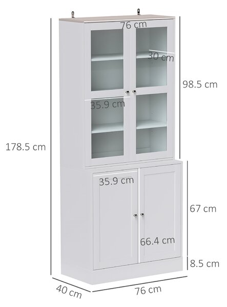 HOMCOM Double Storage Display Cabinet - White