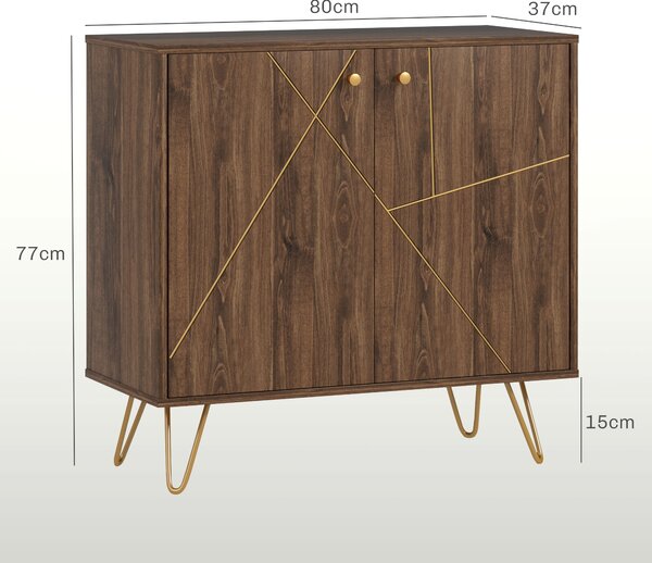HOMCOM Modern Sideboard, Living room sideboard with Adjustable Shelf, Ideal for Living Room & Dining Room, Brown Aosom UK