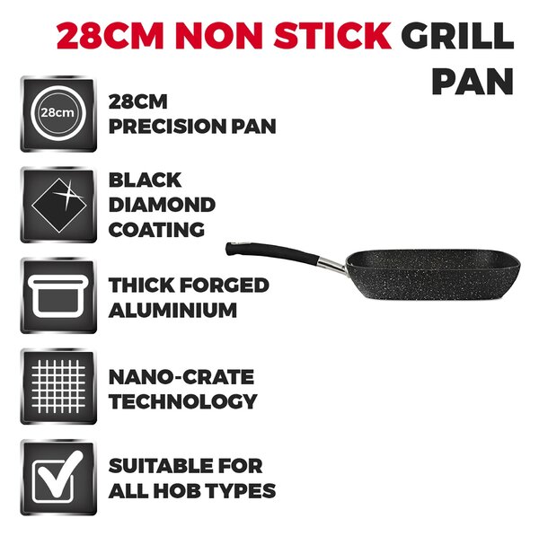 Tower Precision Non-Stick Aluminium Grill Pan, 28cm