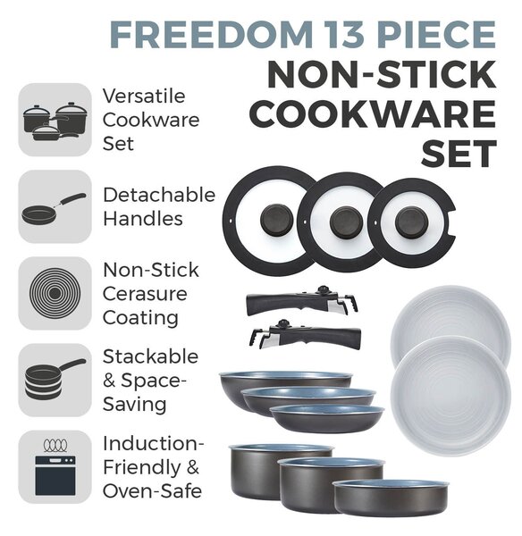 Tower Freedom Non-Stick Aluminium 13 Piece Pan Set