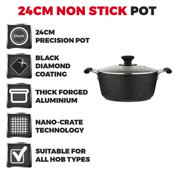 Tower Precision Non-Stick Aluminium Stock Pot, 24cm