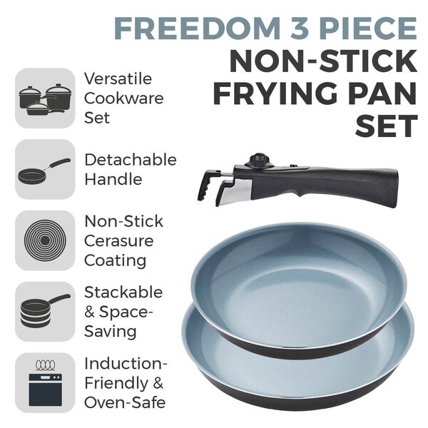 Tower Freedom Non-Stick Aluminium 3 Piece Frying Pan Set