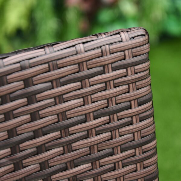 Outsunny 2-Seater Rattan Dining Chairs, w/ Cushions & Armrests for Patio, Mixed Brown Aosom UK
