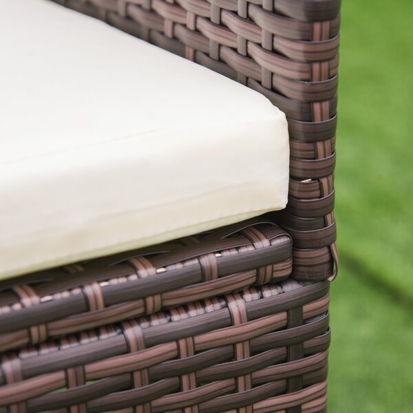 Outsunny 2-Seater Rattan Dining Chairs, w/ Cushions & Armrests for Patio, Mixed Brown Aosom UK