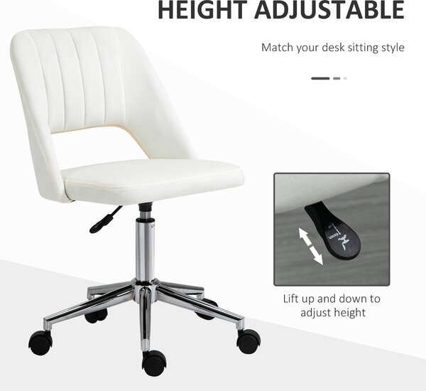 Vinsetto Armless Velvet-Feel Office Chair - Cream White