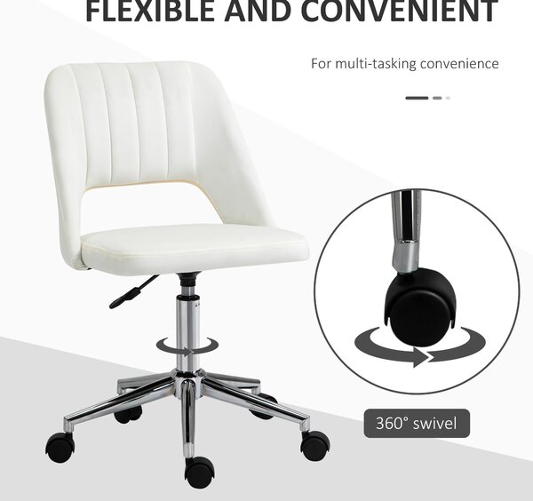 Vinsetto Armless Velvet-Feel Office Chair - Cream White