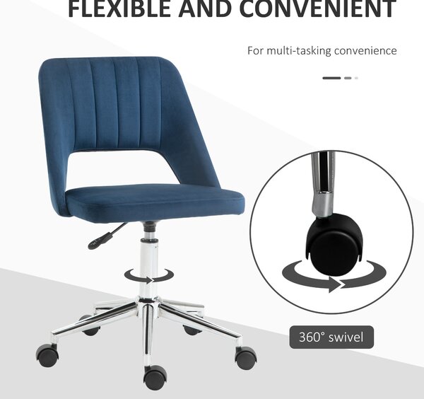 Vinsetto Armless Velvet-Feel Office Chair - Dark Blue