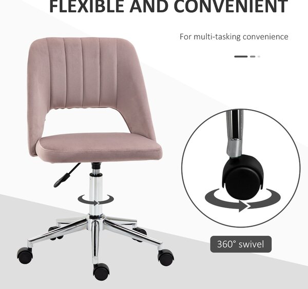 Vinsetto Armless Velvet-Feel Office Chair - Pink