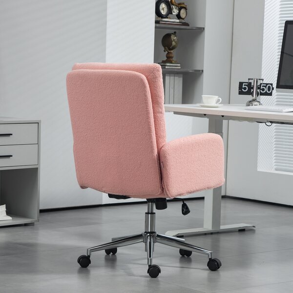 HOMCOM Recliner Office Chair, Cozy Swivel Desk Chair with Adjustable Height, Tilt Function and Wheels for Home & Study, Pink Aosom UK