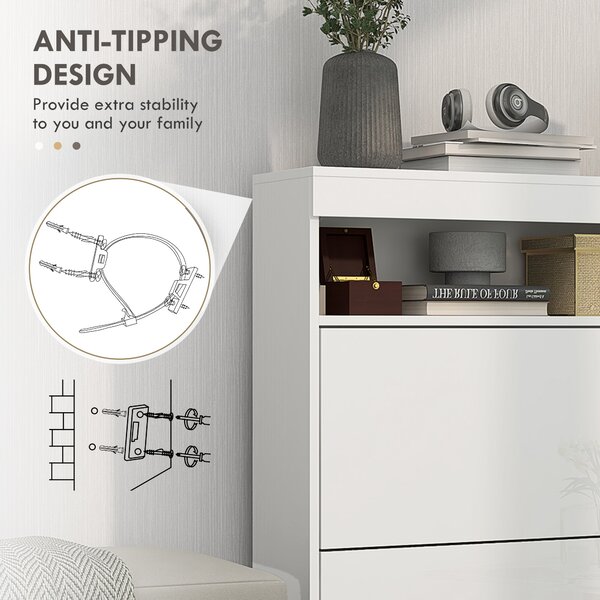 HOMCOM Shoe Storage Cabinet with Flip Doors, Space-Saving Design for Entryway, Hallway & Living Room, White Aosom UK