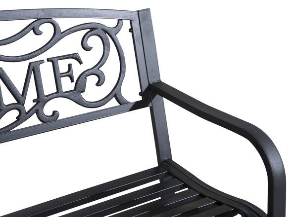 Outsunny 2 Seater Metal Garden Bench Patio Outdoor Park Porch Chair Aosom UK