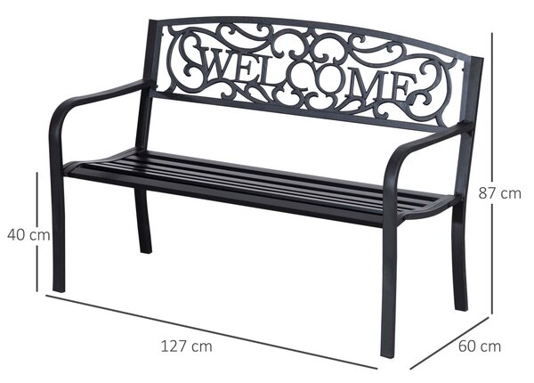 Outsunny 2 Seater Metal Garden Bench Patio Outdoor Park Porch Chair Aosom UK