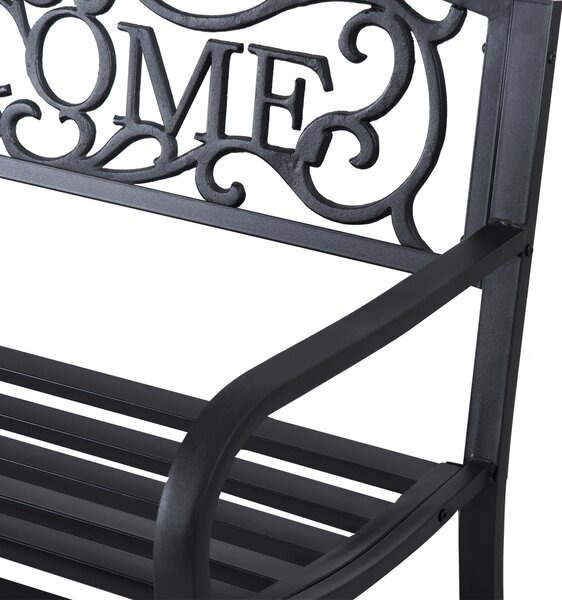 Outsunny 2 Seater Metal Garden Bench Patio Outdoor Park Porch Chair Aosom UK