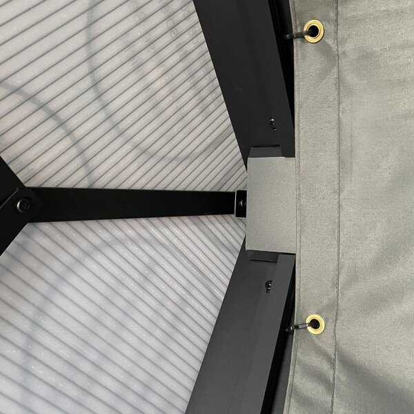 Outsunny 4 x 3.6m Hardtop Gazebo with UV Resistant Polycarbonate Roof & Aluminium Frame, Garden Pavilion with Mosquito Netting and Curtains Aosom UK