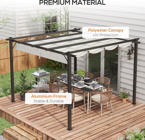 Outsunny 3 x 3(m) Aluminium Pergola Canopy Gazebo Awning Outdoor Garden Sun Shade Shelter Marquee Party BBQ, Light Grey Aosom UK