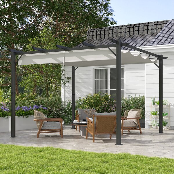 Outsunny 3 x 3(m) Aluminium Pergola Canopy Gazebo Awning Outdoor Garden Sun Shade Shelter Marquee Party BBQ, Light Grey Aosom UK