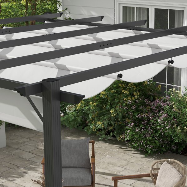 Outsunny 3 x 3(m) Aluminium Pergola Canopy Gazebo Awning Outdoor Garden Sun Shade Shelter Marquee Party BBQ, Light Grey Aosom UK
