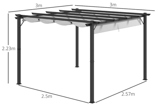 Outsunny 3 x 3(m) Aluminium Pergola Canopy Gazebo Awning Outdoor Garden Sun Shade Shelter Marquee Party BBQ, Light Grey Aosom UK