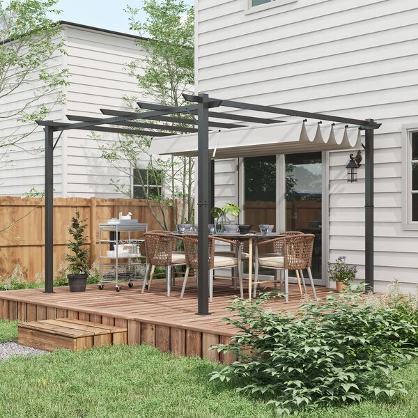 Outsunny 3 x 3(m) Aluminium Pergola Canopy Gazebo Awning Outdoor Garden Sun Shade Shelter Marquee Party BBQ, Light Grey Aosom UK