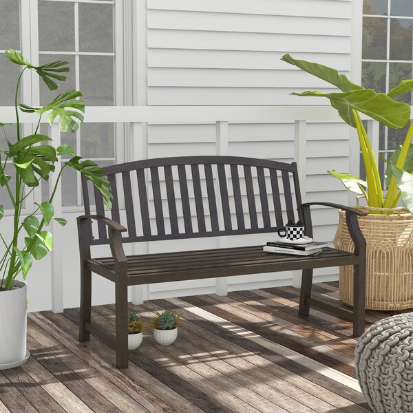 Outsunny Metal Garden Perch: Slatted Seat, Backrest & Curved Arms, Brown Aosom UK
