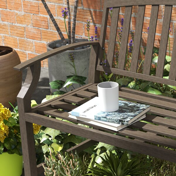 Outsunny Metal Garden Perch: Slatted Seat, Backrest & Curved Arms, Brown Aosom UK