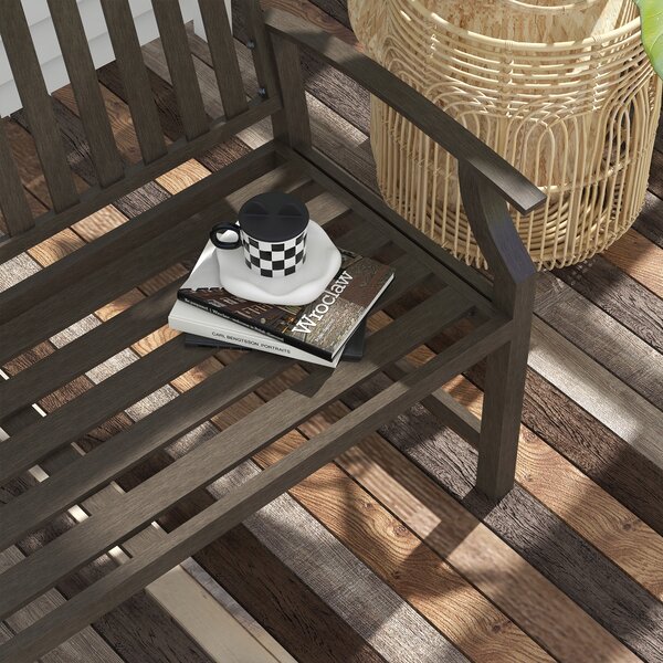 Outsunny Metal Garden Perch: Slatted Seat, Backrest & Curved Arms, Brown Aosom UK